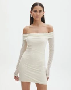 Off The Shoulder Mini Dress -GLASSONS CLOTHING dinka off shoulder mini bad to the bone front ds138653msh