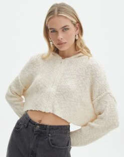 Long Sleeve Collared Knit 41 Long Sleeve Collared Knit -GLASSONS CLOTHING dionne cropped hoodie shell phone front kc125923cot