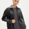 Faux Leather Drop Shoulder Oversized Jacket -GLASSONS CLOTHING elroy 80s pu jacket black front jw52713pu 11