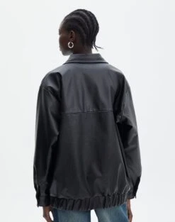 Oversized Bomber Jacket -GLASSONS CLOTHING elvis oversized pu jacket black back jw124230pu