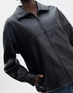 Oversized Bomber Jacket -GLASSONS CLOTHING elvis oversized pu jacket black imageback jw124230pu