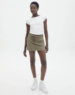 Mid Rise Mini Skirt 20 Mid Rise Mini Skirt -GLASSONS CLOTHING emma cargo mini skirt lt khaki front ss123451cot 1