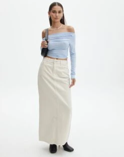 Ruched Off The Shoulder Top -GLASSONS CLOTHING genie ruche off the shoulder top icecap full tl124186vis