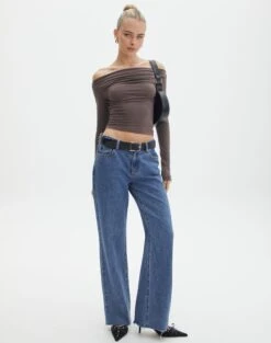 Ruched Off The Shoulder Top -GLASSONS CLOTHING genie ruched off the shoulder top irish coffee full tl124186vis