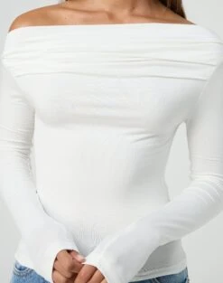Ruched Off The Shoulder Top -GLASSONS CLOTHING genie ruched off the shoulder top milk imageback tl124186vis