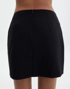 Triple Buckle Mini Skirt -GLASSONS CLOTHING gia buckle mini skirt black back ss125981pln