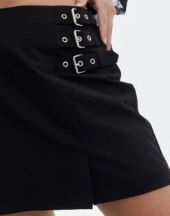 Triple Buckle Mini Skirt -GLASSONS CLOTHING gia buckle mini skirt black imageback ss125981pln