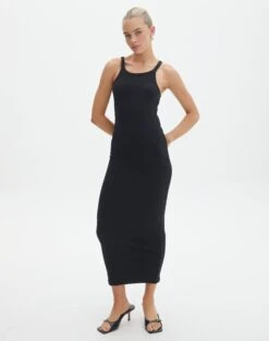Cotton High Neck Maxi Dress 27 Cotton High Neck Maxi Dress -GLASSONS CLOTHING harriet high neck black full dl120072cot