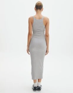 Cotton High Neck Maxi Dress 23 Cotton High Neck Maxi Dress -GLASSONS CLOTHING harriet high neck grey marle back dl120072cot