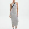 Cotton High Neck Maxi Dress -GLASSONS CLOTHING harriet high neck grey marle front dl120072cot 1