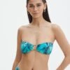 Printed Bandeau Gold Detailed Swim Top -GLASSONS CLOTHING harvey hardwear bandaue mystic butterflies front ga128328rmsb