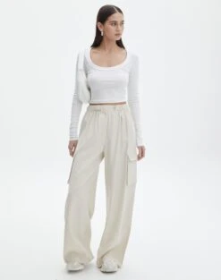 Tailored Cargo Pant -GLASSONS CLOTHING hilda tailored cargo fresh linen front pw55574pln 2