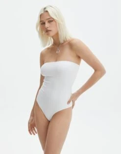 Supersoft Strapless Bodysuit -GLASSONS CLOTHING honey strapless bodysuit white detail tb145525pch
