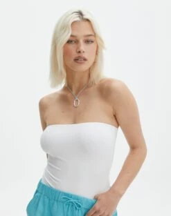 Supersoft Strapless Bodysuit -GLASSONS CLOTHING honey strapless bodysuit white front tb145525pch