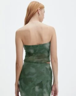 Print Mesh Strapless Top -GLASSONS CLOTHING howdy half mesh strapless cypress haze back tv55201rprt