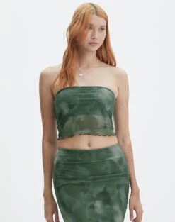 Print Mesh Maxi Skirt -GLASSONS CLOTHING howdy half mesh strapless cypress haze front tv55201rprt