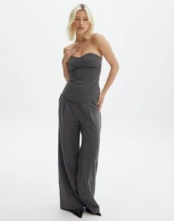 Tailored Strapless Corset Top -GLASSONS CLOTHING iver tailored corset charcoal detail bv127594pln