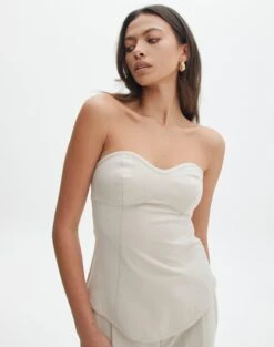 Tailored Strapless Corset Top -GLASSONS CLOTHING iver tailored corset oh natural front bv127594pln 1