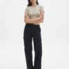 Mid Rise Cotton Cargo Pant -GLASSONS CLOTHING izzu cargo pant black front pw91778cot