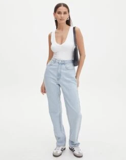 Supersoft One Shoulder Side Cut Out Bodysuit -GLASSONS CLOTHING jewel jean iced vovo front jd119687rdnm 6