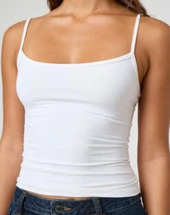 Supersoft Thin Strap Tank -GLASSONS CLOTHING juliet tank top white imageback tv124298pch