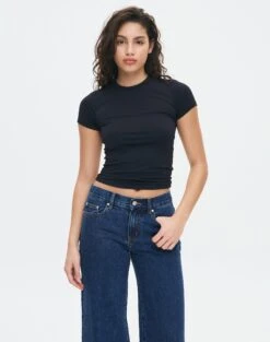 Faux Leather Zip Mini Skirt -GLASSONS CLOTHING kimmy t shirt black front ts55072pln 6