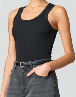 Ribbed Thick Strap Tank -GLASSONS CLOTHING kleo thick bind tank black imageback tv120861orib