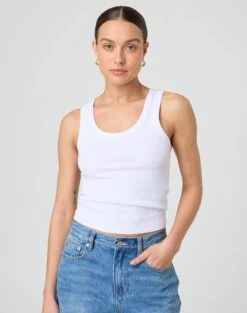 Ribbed Thick Strap Tank -GLASSONS CLOTHING kleo thick bind tank white front tv120861orib