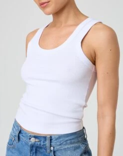 Ribbed Thick Strap Tank -GLASSONS CLOTHING kleo thick bind tank white imageback tv120861orib