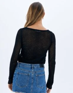 Crochet Split Front Hook Eye Top 25 Crochet Split Front Hook Eye Top -GLASSONS CLOTHING kory knit keyhole top black back kc80507cro
