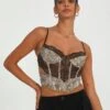 Cut Out Animal Lace Trim Corset -GLASSONS CLOTHING kurbie corset jungle leo front ut91413jnl 1