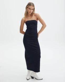 Best Seller -GLASSONS CLOTHING ky strapless denim midi last rodeo indigo full dl122263den