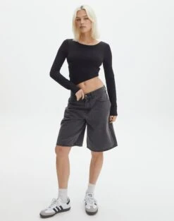 Open Strappy Back Long Sleeve Top -GLASSONS CLOTHING lana strap open back top black full tl142894des