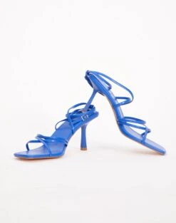 Faux Leather Strappy Heel -GLASSONS CLOTHING lara strappy party heel victorian blue detail sh53397pu