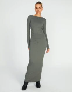 Supersoft Backless Long Sleeve Top -GLASSONS CLOTHING layley longsleeve cypress full tl102955pch