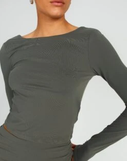 Supersoft Backless Long Sleeve Top -GLASSONS CLOTHING layley longsleeve cypress imageback tl102955pch