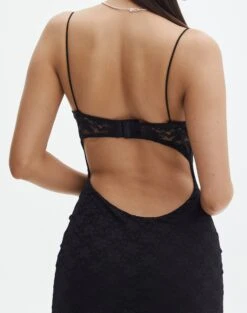 Lace Cupped Fitted Maxi Dress -GLASSONS CLOTHING layne lace maxi dress black detail dl106098lce