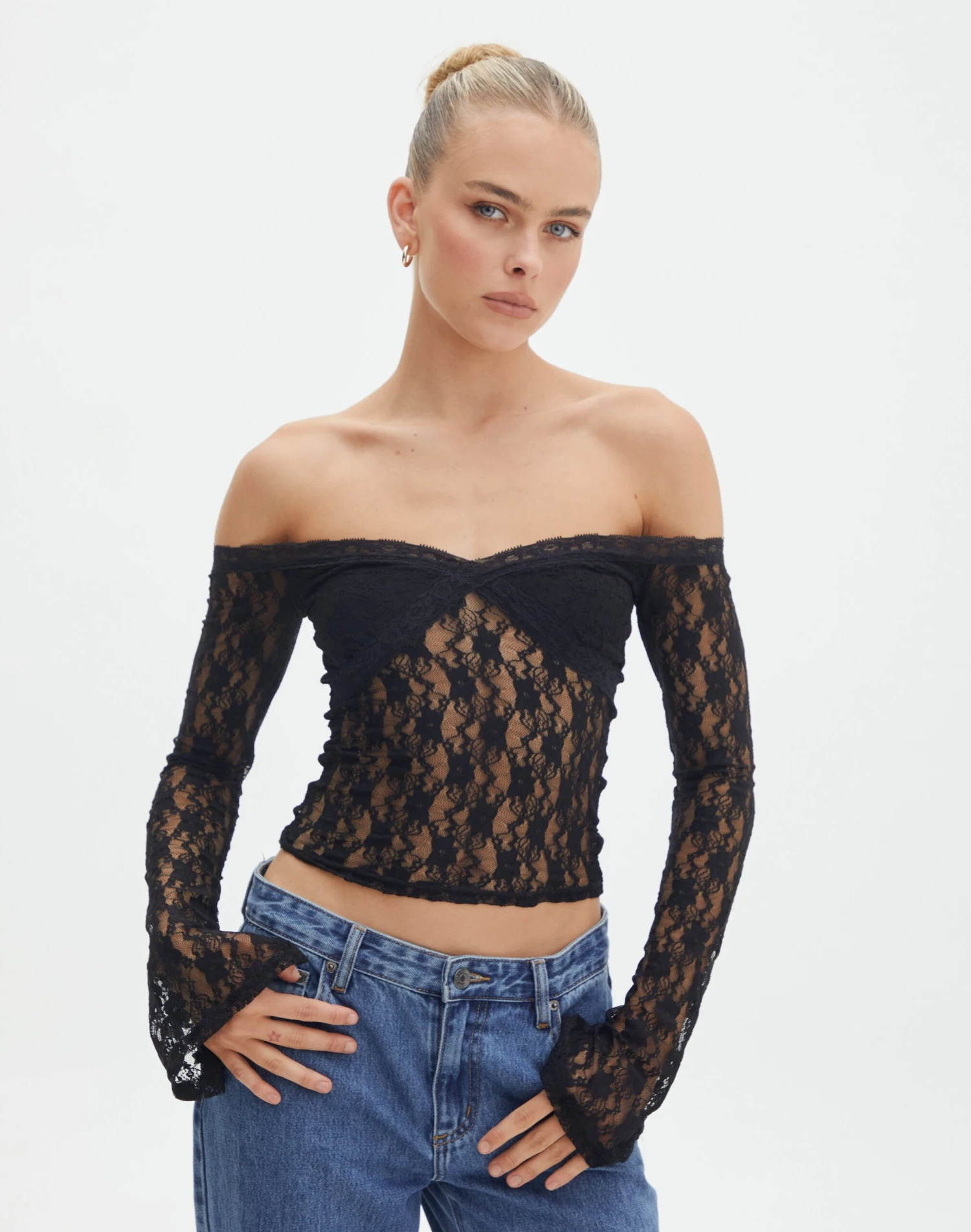 Off Shoulder Lace Long Sleeve Top 3 Off Shoulder Lace Long Sleeve Top