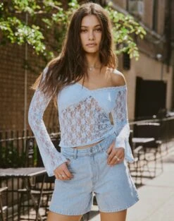 Off Shoulder Lace Long Sleeve Top 27 Off Shoulder Lace Long Sleeve Top -GLASSONS CLOTHING lexi longsleeve lace top icecap front tl116985lac