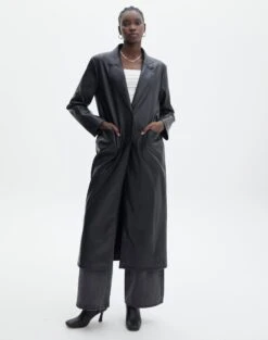 Faux Leather Tassel Jacket -GLASSONS CLOTHING liberty long line coat black front cl124199pu 3