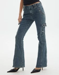 Best Seller -GLASSONS CLOTHING lilo low rise denim cargo coyote blue full jd109688dnm