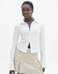 Foldover Zip Tube Top 32 Foldover Zip Tube Top -GLASSONS CLOTHING lindy button up white front bl128216pop