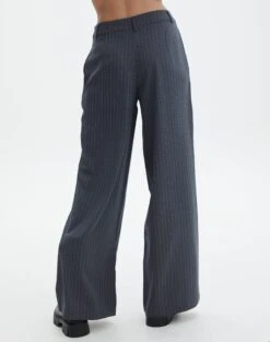 Mid Rise Striped Relaxed Leg Pant -GLASSONS CLOTHING lorence pinstripe pant grey pinstripe back pw69506stp