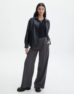 Tailored Pinstripe V Neck Vest -GLASSONS CLOTHING lorence tailored pant charcoal front pw69506pln 3