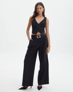 Oversized Blazer 37 Oversized Blazer -GLASSONS CLOTHING loretta wide leg pant black front pw51730pln 1