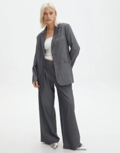 Oversized Blazer 36 Oversized Blazer -GLASSONS CLOTHING loretta wide leg pant charcoal marle front pw51730pln 1