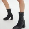 Faux Leather Platform Boots -GLASSONS CLOTHING lydia slinky platform boot black front sh53403pu 3
