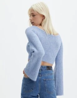 Off Shoulder Long Sleeve Cropped Knit -GLASSONS CLOTHING mariah v neck rib top icecap back kl98427rrec