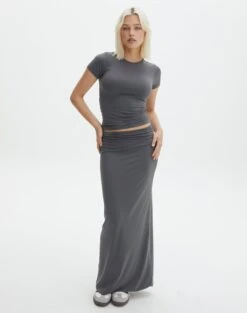 Supersoft Slim-Fit Maxi Skirt 37 Supersoft Slim-Fit Maxi Skirt -GLASSONS CLOTHING meg supersoft maxi skirt shadow dancer front sl51179pln