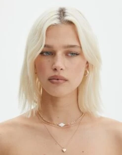 Plated Rectangle Hoop Earring 2 Pack 26 Plated Rectangle Hoop Earring 2 Pack -GLASSONS CLOTHING miki mix chain necklace pack gold front je108995nl 1